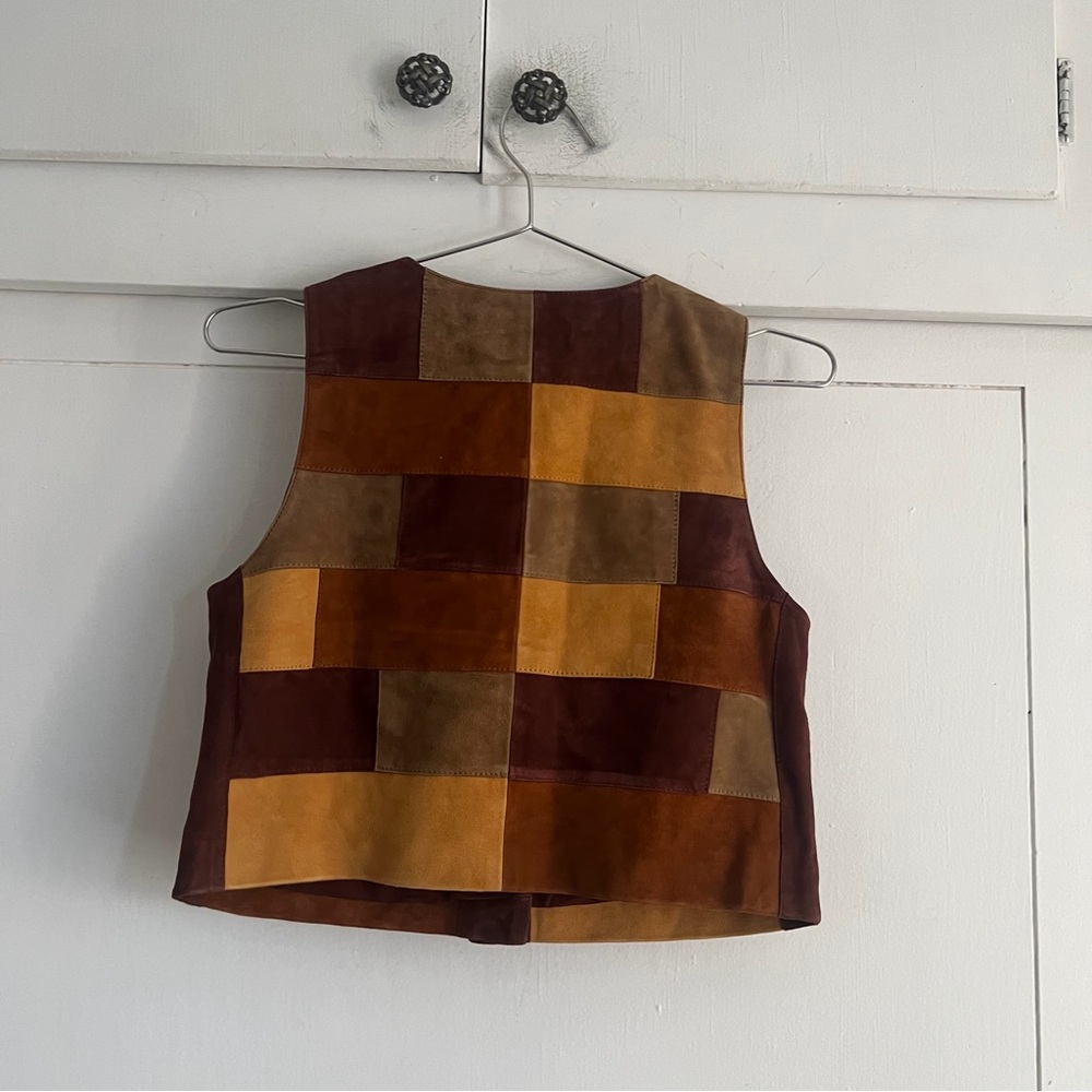 Sezane Tara Jacket - Camel Brown Ochre Patchwork - Picture 4 of 7